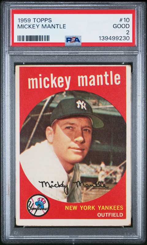 1959 Topps Mickey Mantle #10 PSA 2