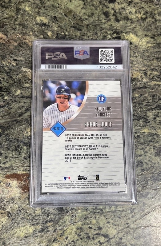 2017 Bowman’s Best ‘97 Best Cuts Aaron Judge Atomic Refractor #AJ PSA 10 view 2