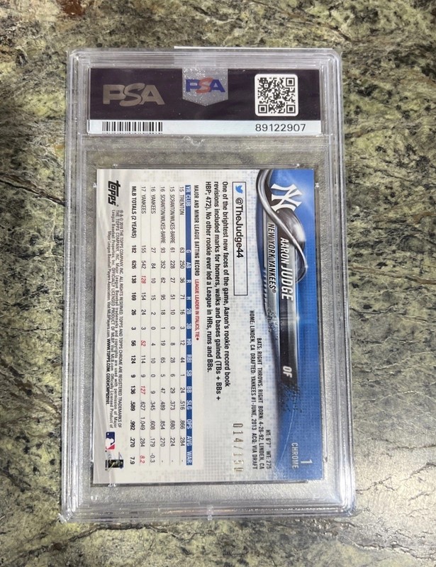 2018 Topps Chrome Aaron Judge Blue Refractor /150 #1 PSA 9 view 2