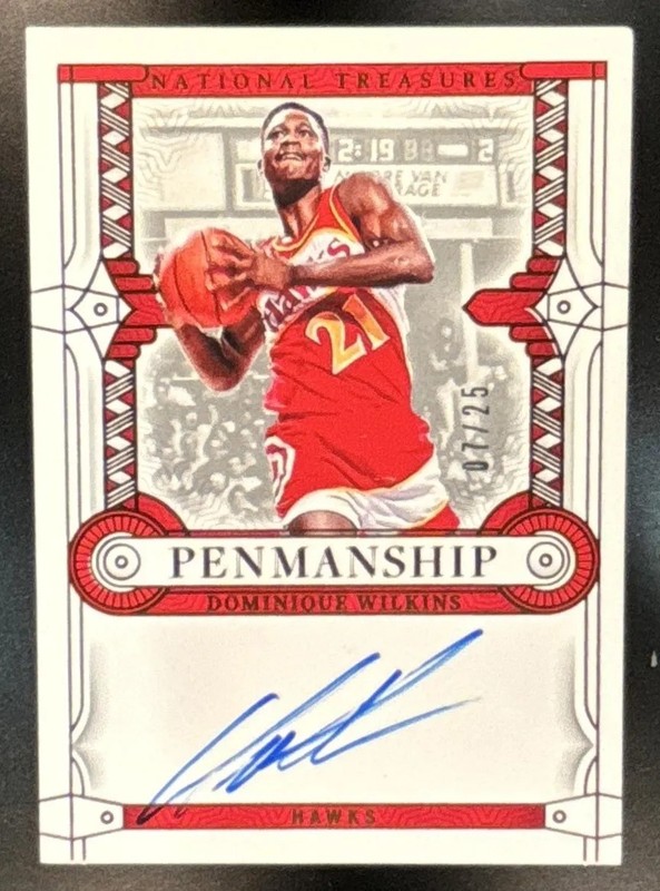 2023-24 National Treasures Dominique Wilkins Penmanship Auto /25 Atlanta Hawks