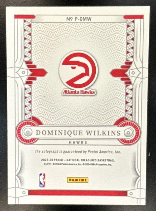 2023-24 National Treasures Dominique Wilkins Penmanship Auto /25 Atlanta Hawks view 2