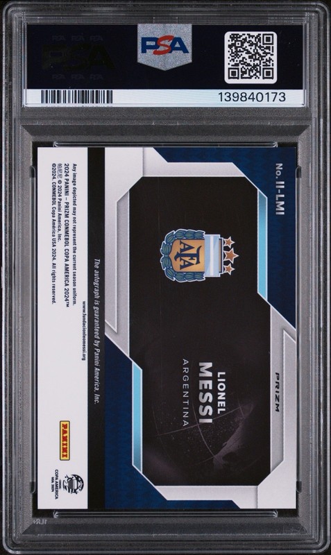 LIONEL MESSI 2024 Prizm Copa International Ink Auto Green Wave PSA AUTHENTIC view 2