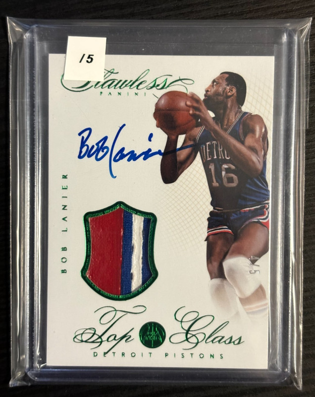 BOB LANIER 2013 FLAWLESS BASKETBALL TOP OF THE CLASS PATCH AUTO /5 PISTON HOF
