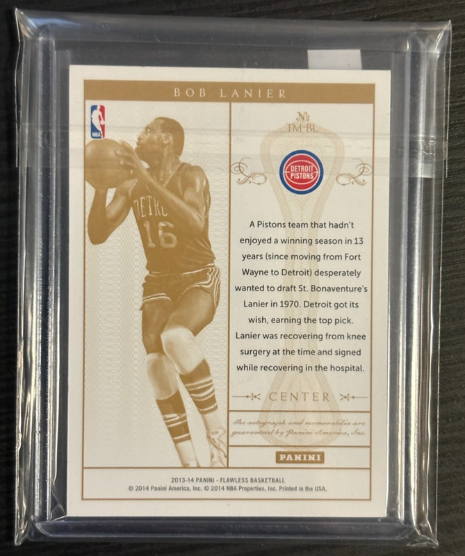 BOB LANIER 2013 FLAWLESS BASKETBALL TOP OF THE CLASS PATCH AUTO /5 PISTON HOF view 2
