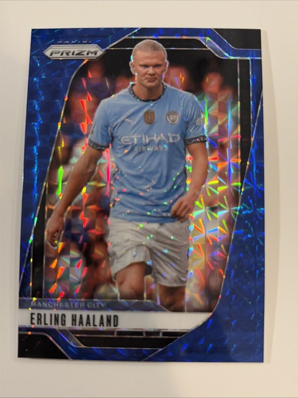 2024-25 Panini Prizm Premier League - Erling Haaland #9 Blue Mosaic Prizm