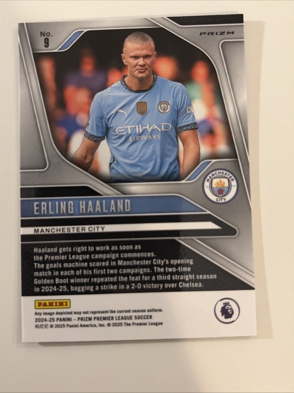 2024-25 Panini Prizm Premier League - Erling Haaland #9 Blue Mosaic Prizm view 2