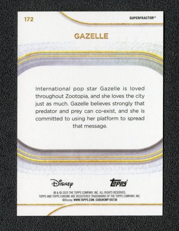 2025 Topps Chrome Disney Gazelle Superfractor 1/1 #172 view 2