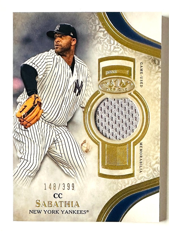 2021 Topps Tier One C.C. Sabathia Game Used Jersey Card SP #/399 NY Yankees!