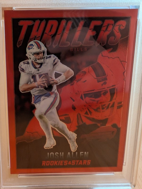 2022 Panini Rookies & Stars Thrillers Red #TH-3 Josh Allen (#56/99) PSA Gem MT10 view 2