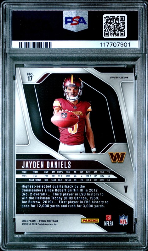 2024 Panini Prizm Rookie Variation Jayden Daniels #17 PSA 10 view 2