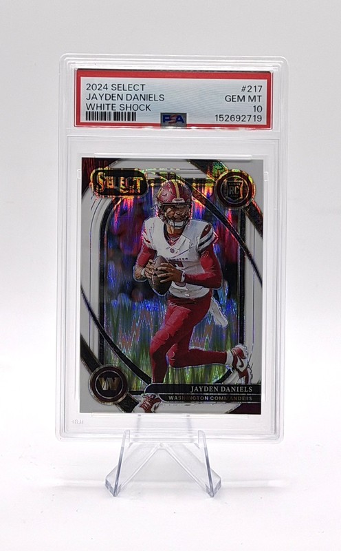 2024 Panini Select Jayden Daniels Club Level RC White Shock #15/199 PSA 10