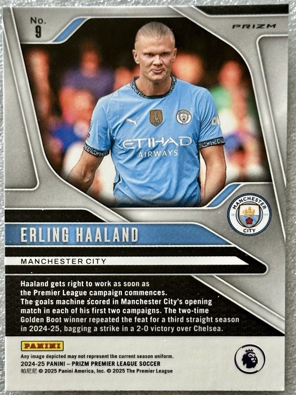 2024-25 Erling Haaland #9💎Breakaway Rain Drop Prizm~Panini Champions League view 2
