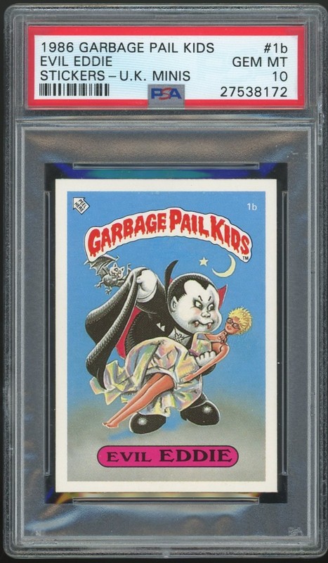 1986 Topps Garbage Pail Kids 1st Series UK Minis #1b Evil Eddie PSA 10 GEM MINT