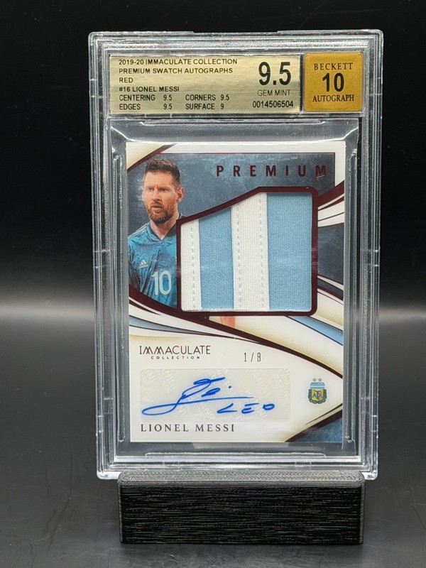 Lionel Messi 2019-20 Immaculate Auto Premium Patch Game Used Red 1/8 BGS 9.5/10