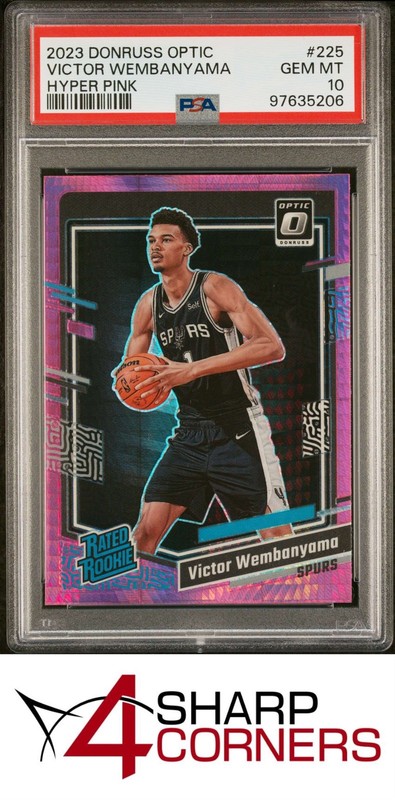 2023 DONRUSS OPTIC HYPER PINK PRIZM #225 VICTOR WEMBANYAMA RC PSA 10