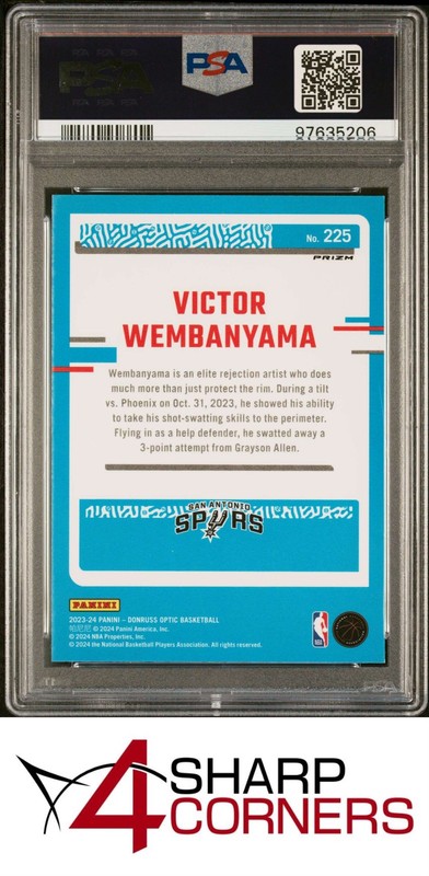2023 DONRUSS OPTIC HYPER PINK PRIZM #225 VICTOR WEMBANYAMA RC PSA 10 view 2
