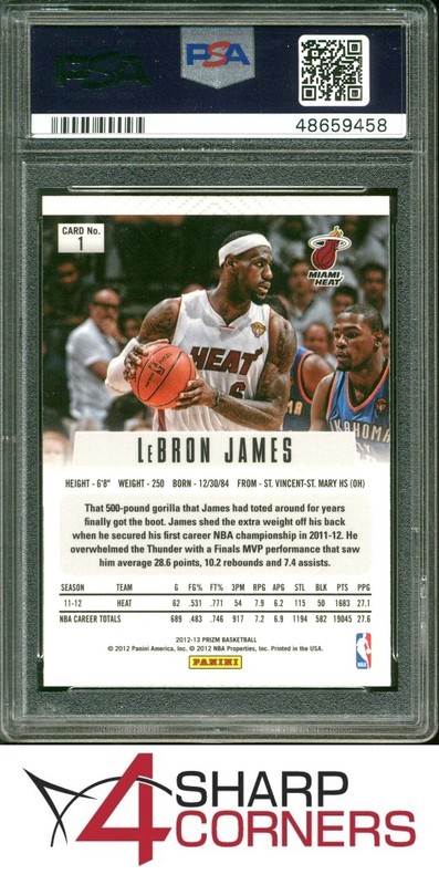 2012 PANINI PRIZM #1 LeBRON JAMES HEAT PSA 9 view 2