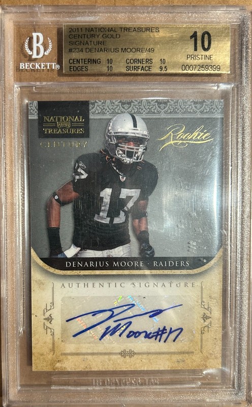 2011 National Treasures Century Gold Auto DENARIUS MOORE (#2/49) BGS 10