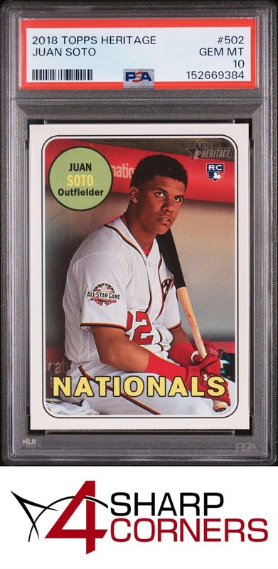 2018 TOPPS HERITAGE #502 JUAN SOTO RC PSA 10 view 1