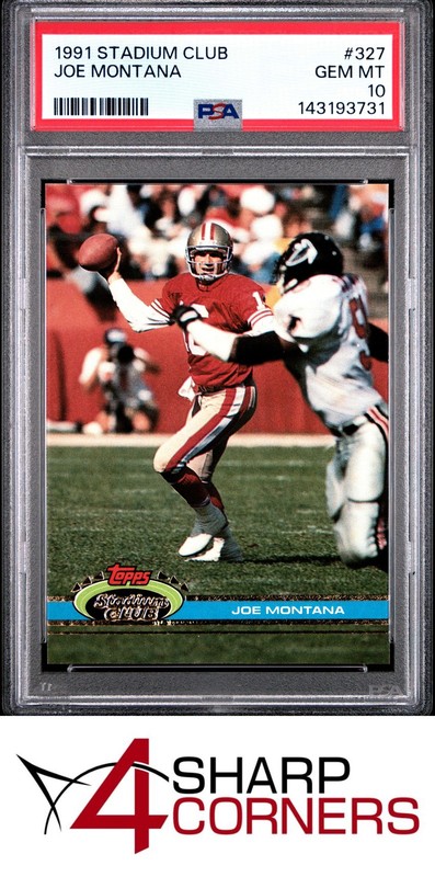 1991 STADIUM CLUB #327 JOE MONTANA 49ERS HOF PSA 10