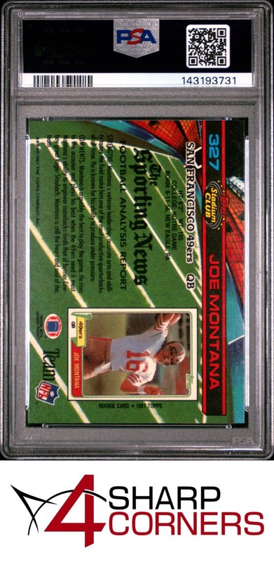 1991 STADIUM CLUB #327 JOE MONTANA 49ERS HOF PSA 10 view 2