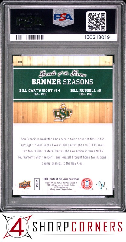 2009 UPPER DECK GREATS OF THE GAME #131 BILL RUSSELL PSA 10 view 2