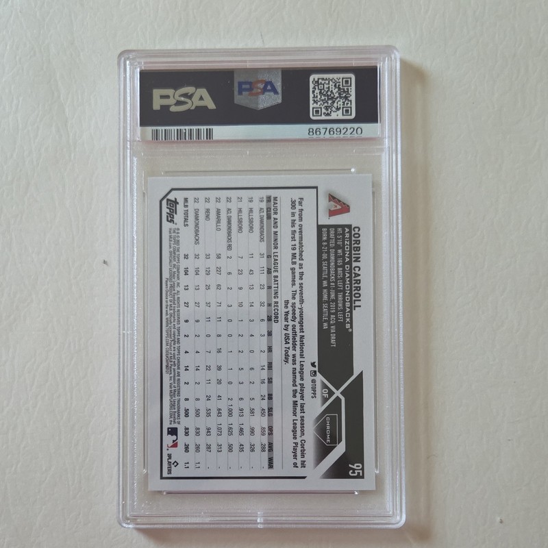 Topps 2023 Topps Chrome Corbin Carroll #95 X-Fractor Rookie PSA 10 view 2