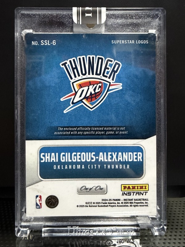Shai Gilgeous-Alexander 2024-25 Panini NBA Superstar Logo Logoman Ball Patch 1/1 view 2