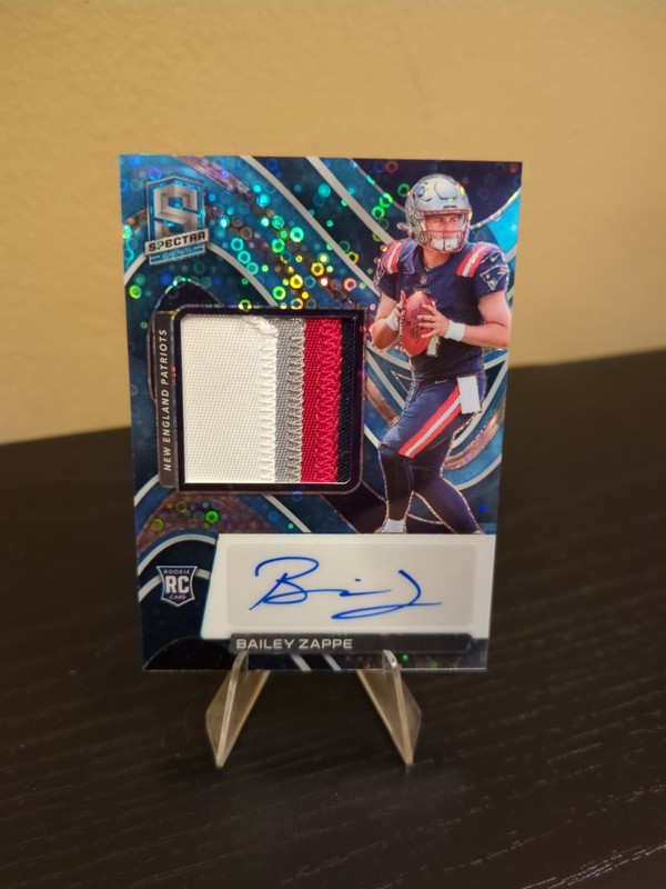 2022 Panini Spectra #239 Bailey Zappe RC - Patch Auto Neon Blue /60 RPA