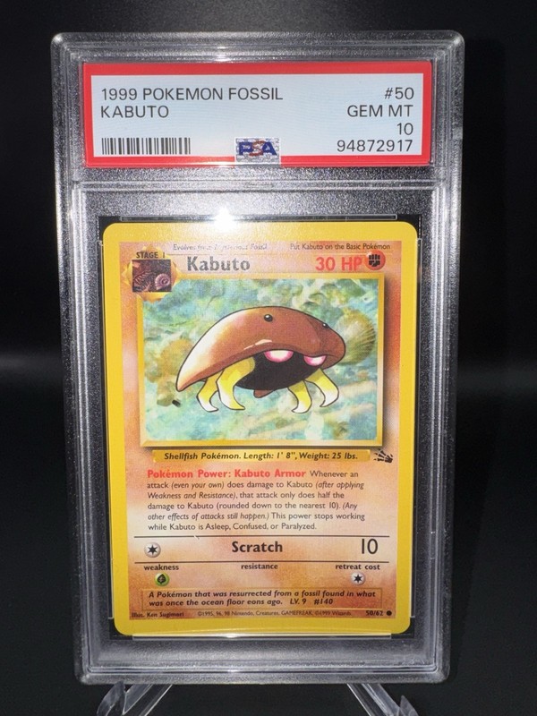 Pokemon TCG Kabuto 1999 Fossil (Unlimited Edition) #50 - PSA 10 GEM MINT view 2