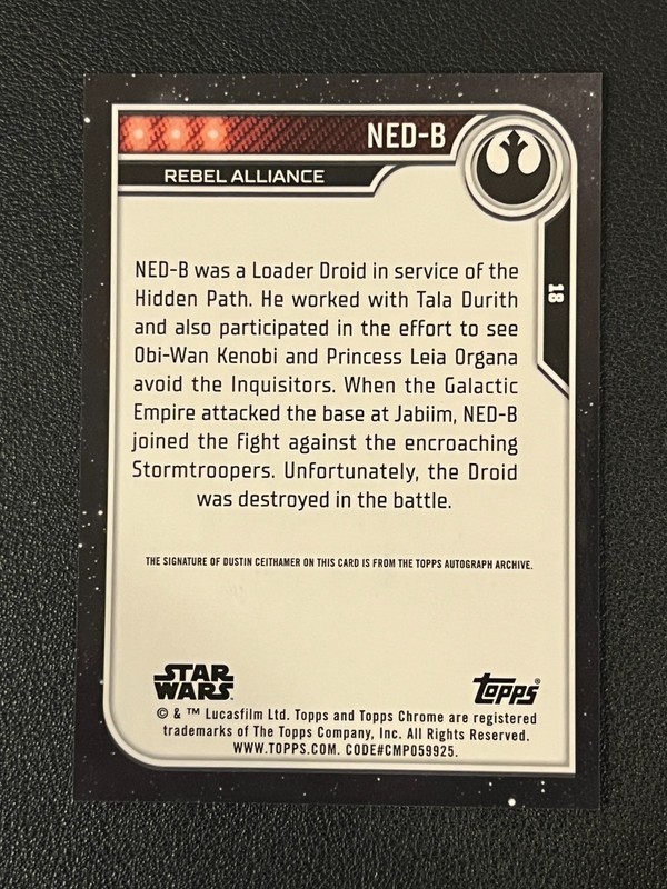 Ned-B 2024 Topps Chrome Stars Wars Auto 18 view 2