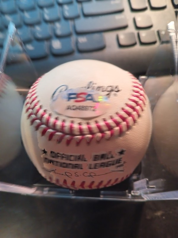 JOE MORGAN AUTOGRAPHED SIGNED BASEBALL PSA/DNA holder view 2