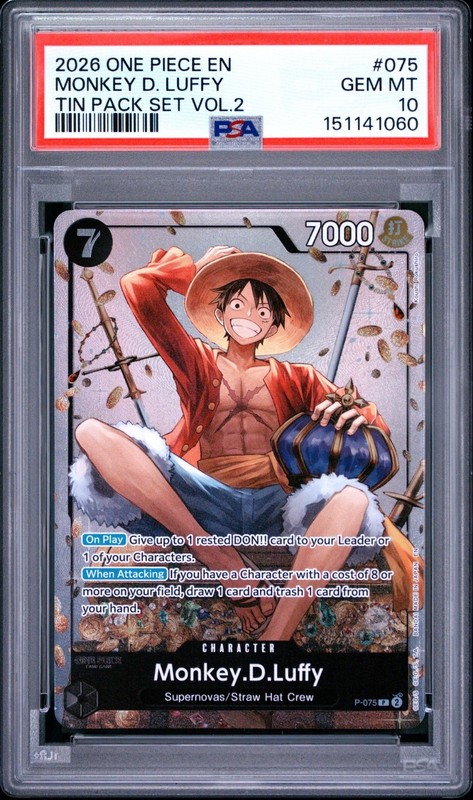 One Piece Monkey D Luffy Tin Set Volume 2 P-075 PSA 10 Gem Mint