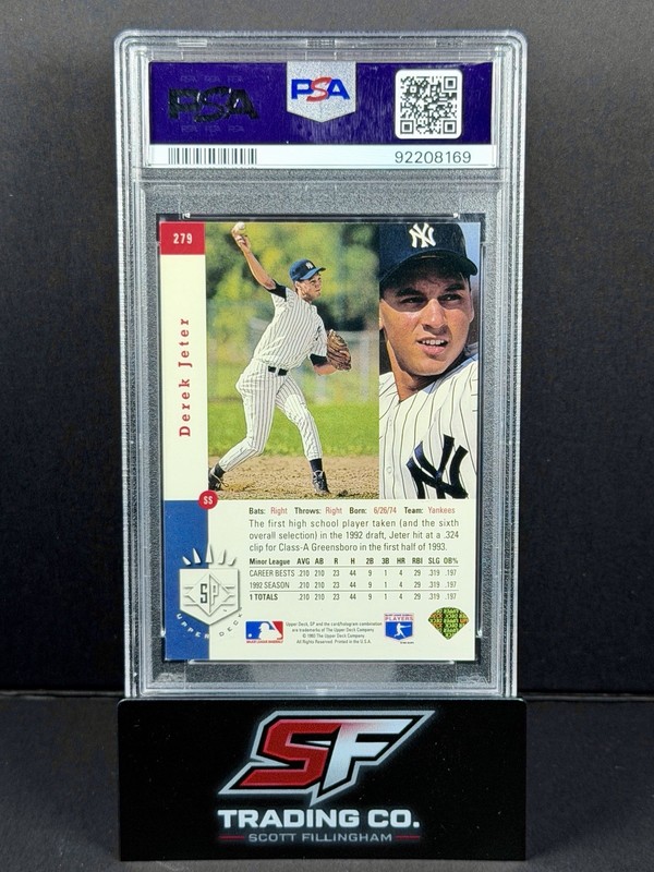1993 SP Derek Jeter Foil Rookie #279 PSA 7 NM Yankees HOF RC view 2