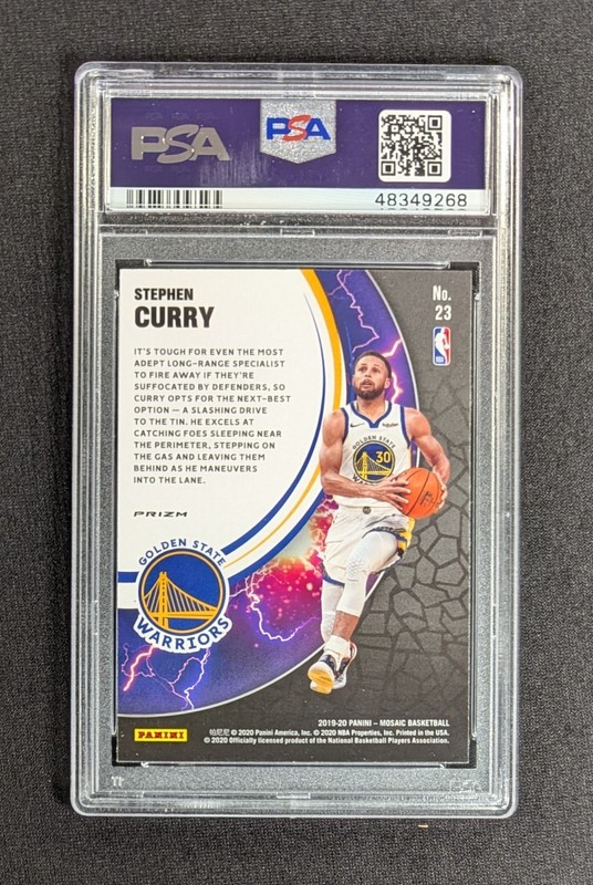 2019-20 Panini Mosaic Overdrive Stephen Curry #23 Warriors PSA 10 GEM MINT view 2