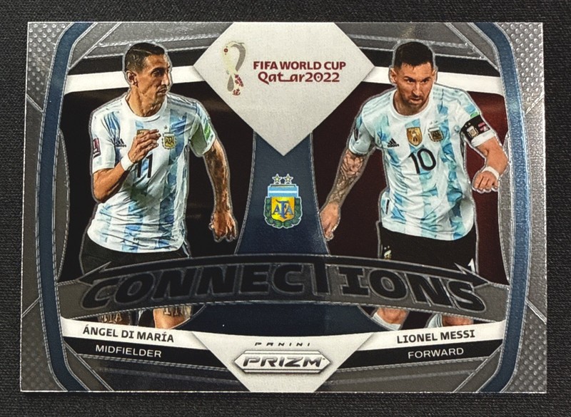 2022 Panini Prizm FIFA World Cup Connections Lionel Messi & Angel Di Maria Mint!