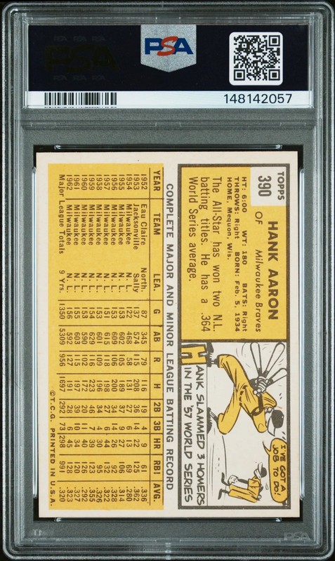 1963 Topps Hank Aaron #390 PSA 7 view 2