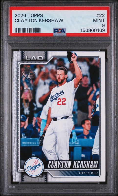 2026 Topps #22 Clayton Kershaw PSA 9 Full Career Stats MINT