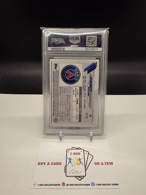 2020-21 Topps Chrome UCL Japan Kylian Mbappe Green Refractor /99 PSA 10 view 2