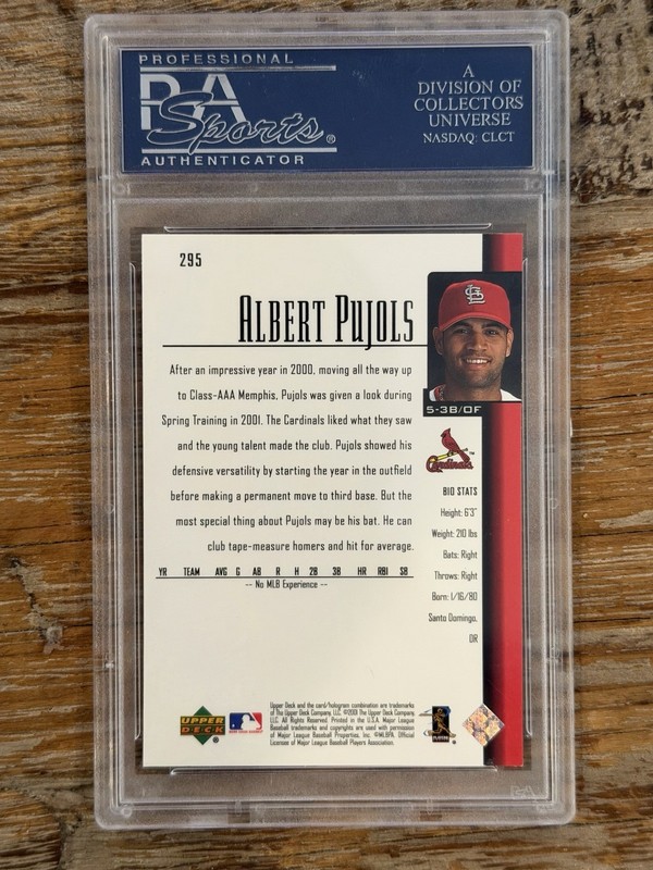 2001 Upper Deck - Albert Pujols #295 Rookie (RC) PSA 9 view 2