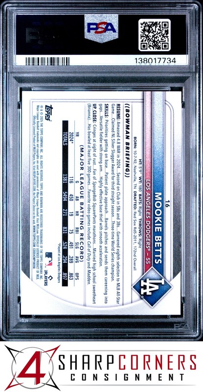 2025 BOWMAN #16 MOOKIE BETTS PSA 10 view 2