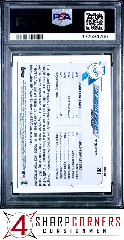 2021 TOPPS #201 LOS ANGELES DODGERS W/MOOKIE BETTS PSA 10 view 2