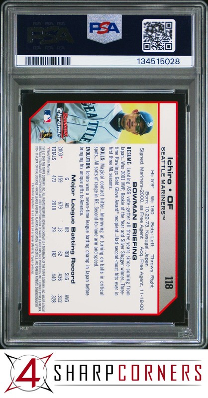 2004 BOWMAN CHROME #118 ICHIRO SUZUKI HOF PSA 9 view 2