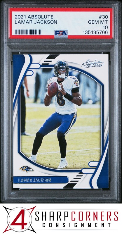 2021 PANINI ABSOLUTE #30 LAMAR JACKSON POP 6 PSA 10