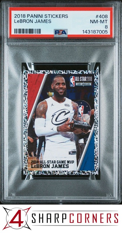 2018 PANINI STICKERS #408 LeBRON JAMES CAVALIERS POP 5 PSA 8