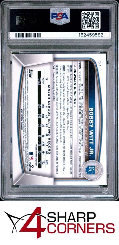 2023 BOWMAN MEGA BOX CHROME #57 BOBBY WITT JR. RC PSA 9 view 2