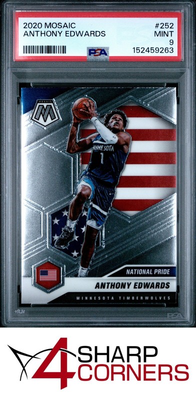 2020 PANINI MOSAIC #252 ANTHONY EDWARDS RC TIMBERWOLVES PSA 9