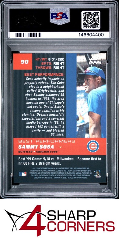 2000 BOWMAN'S BEST #90 SAMMY SOSA CUBS POP 6 PSA 9 view 2