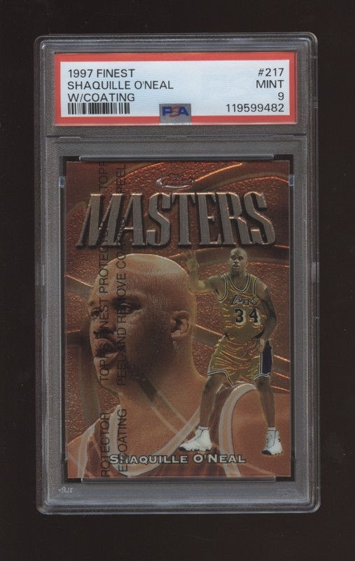 1997-98 Topps Finest Shaquille O'Neal #217 w Coating PSA 9 Mint LA Lakers HOF