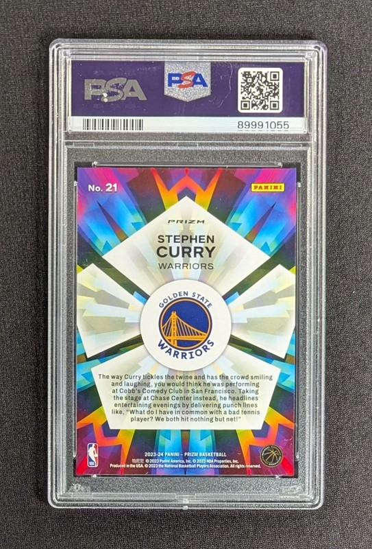 2023-24 Panini Prizm Kaleidoscopic Silver Prizm Stephen Curry #21 PSA 10 GEM MT view 2